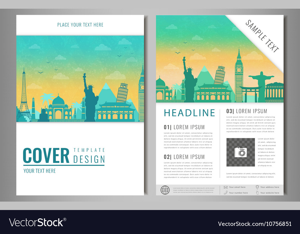 Travel brochure design with famous landmarks