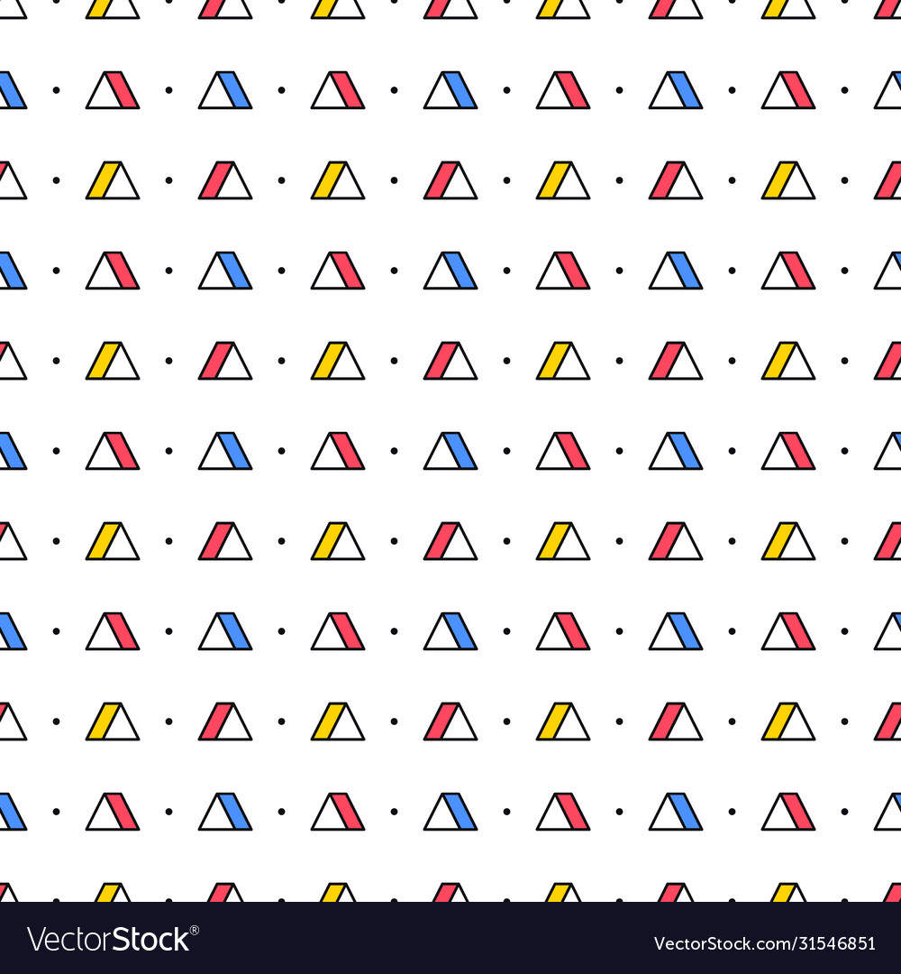 Triangles with dots on white background seamless