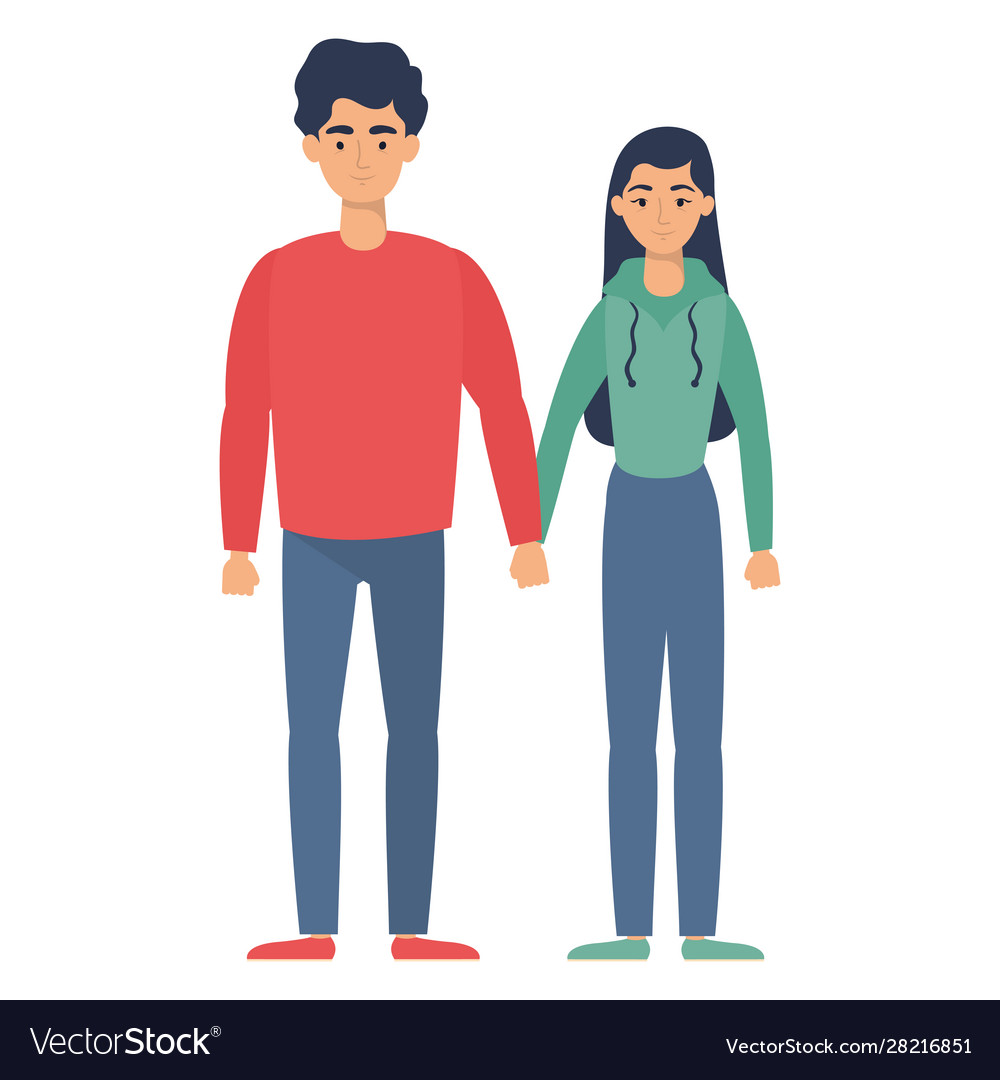 Young lovers couple avatars characters Royalty Free Vector