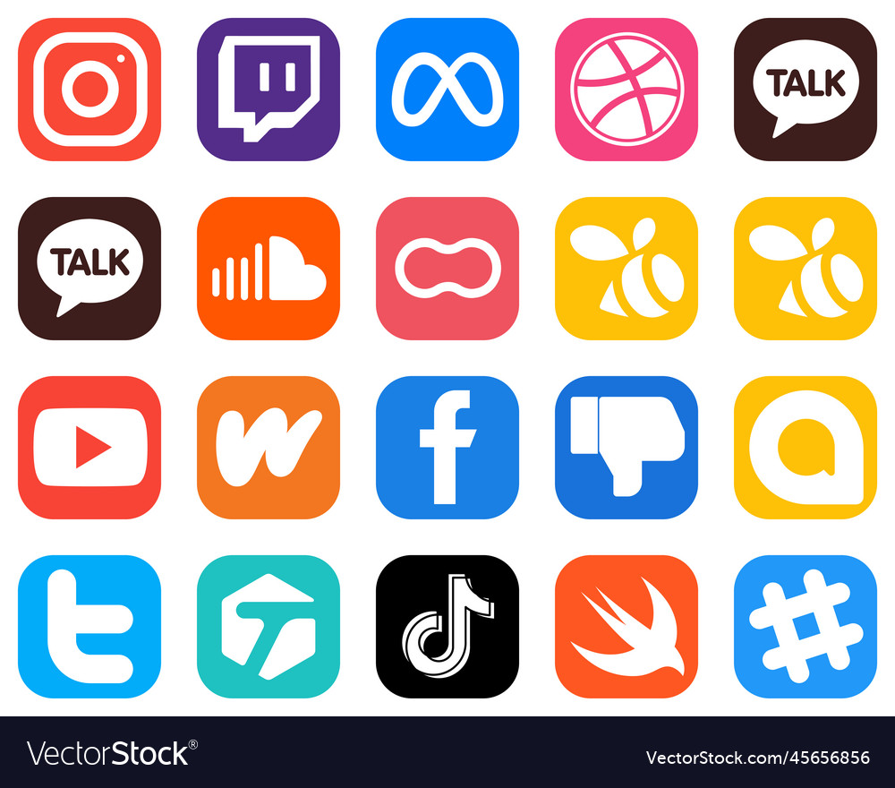 20 social media icons for your branding Royalty Free Vector