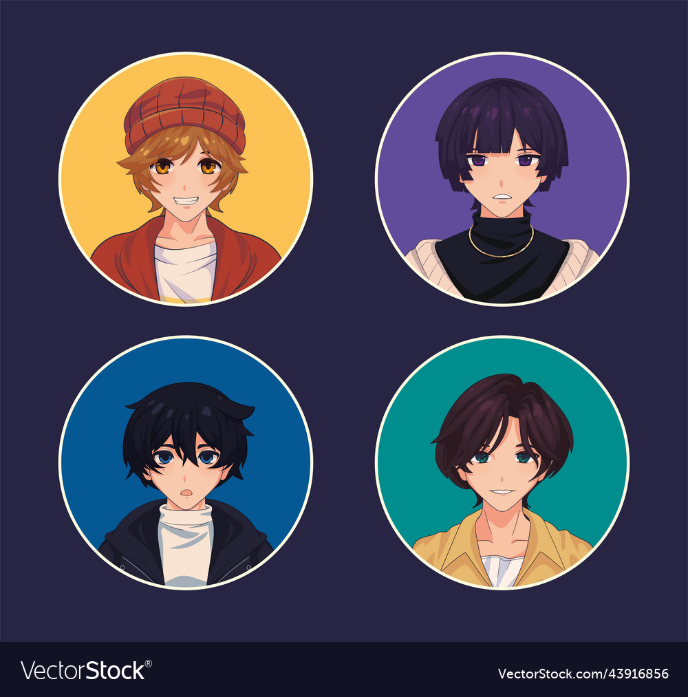 Anime male avatar Royalty Free Vector Image - VectorStock