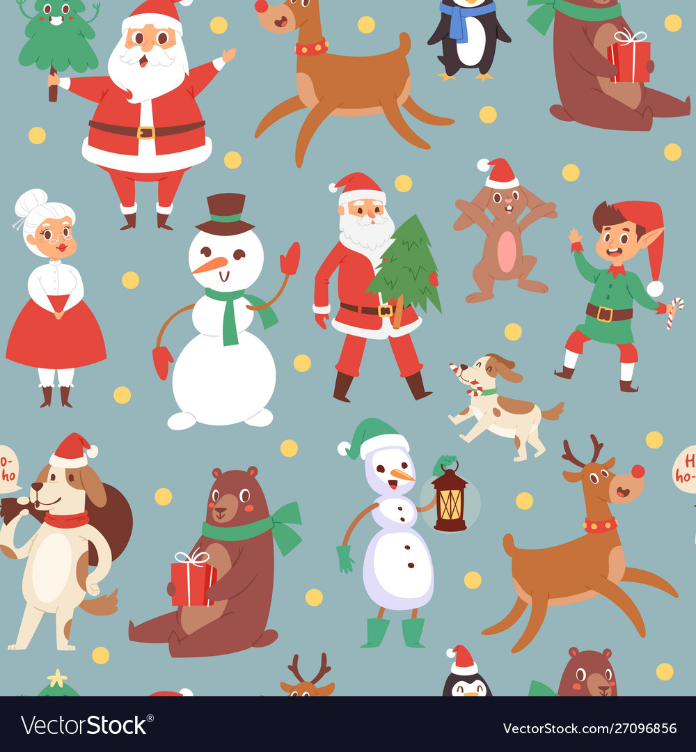 Christmas characters seamless pattern