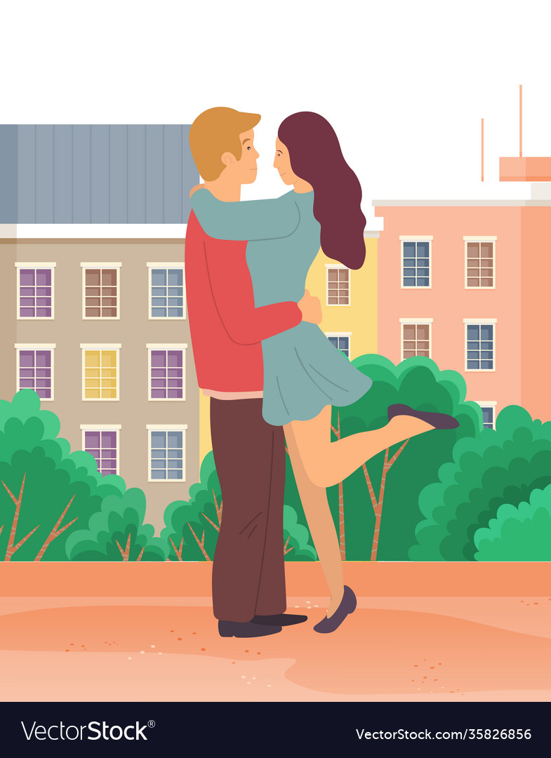 Couple In Love Man And Woman Embracing Each Other Vector Image