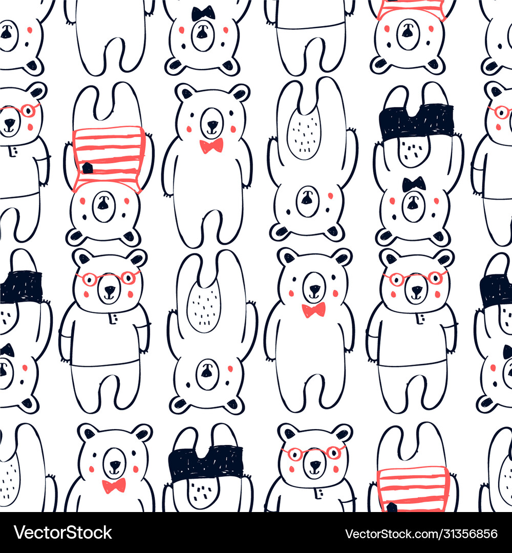 Cute bears seamless pattern Royalty Free Vector Image