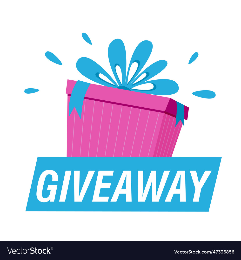 Giveaway bright sign with pink gift Royalty Free Vector