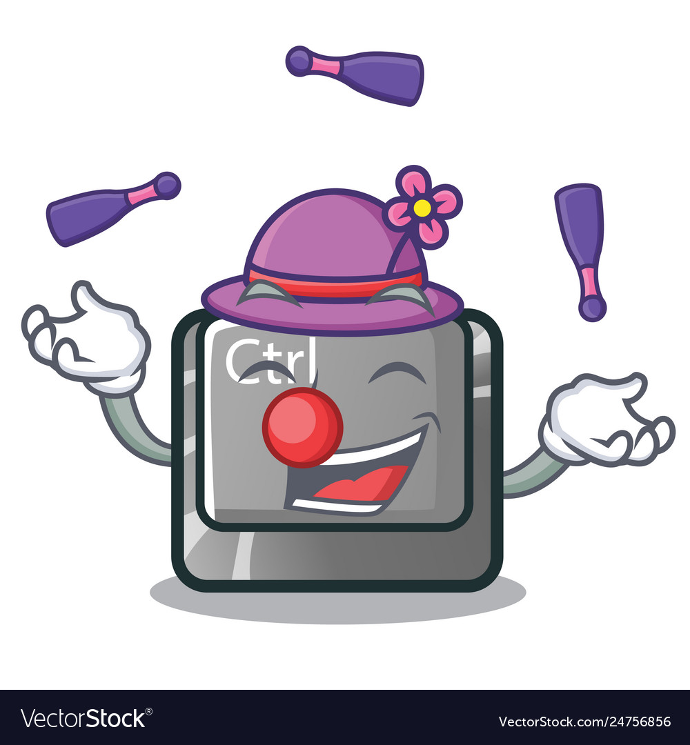 Juggling ctrl button on cartoon keyboard