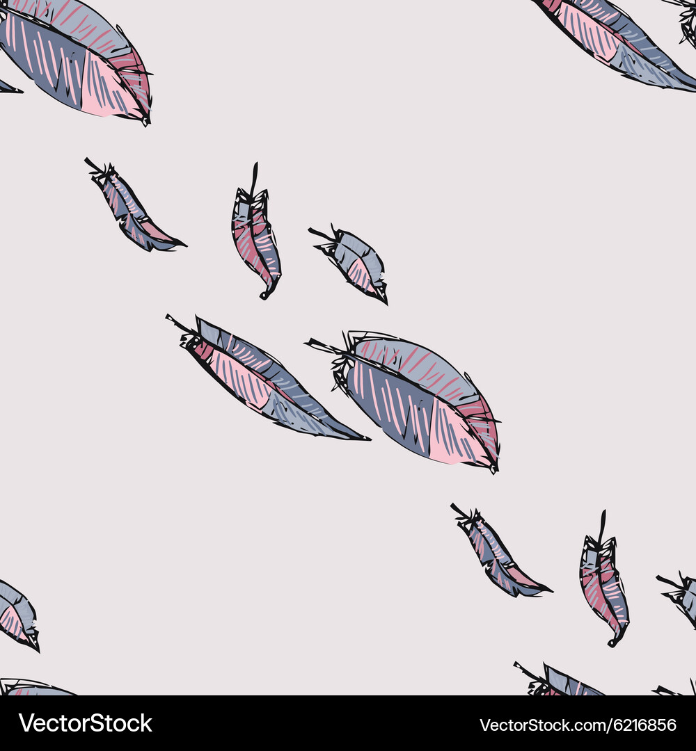 Seamless pattern with feathers Royalty Free Vector Image