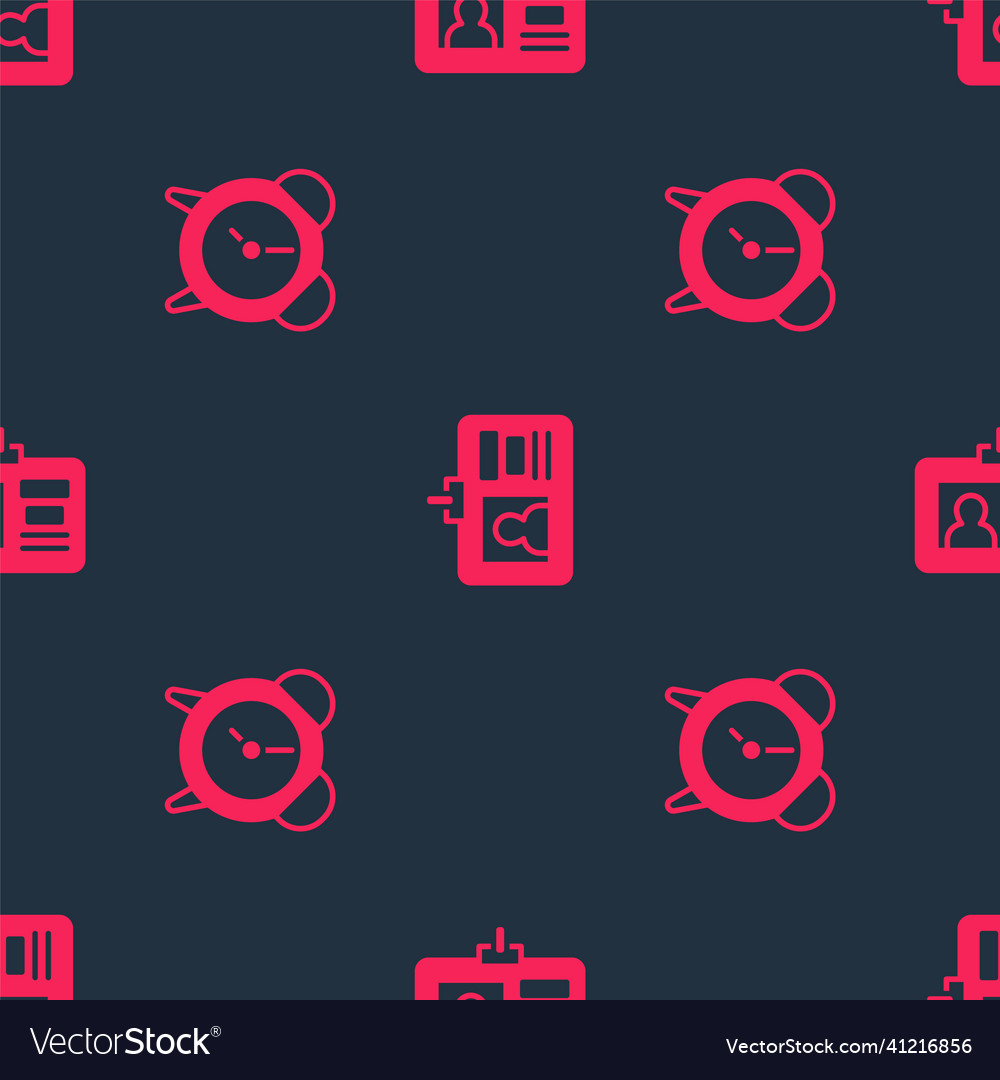 Set alarm clock and identification badge vector image Set alarm clock and identification badge