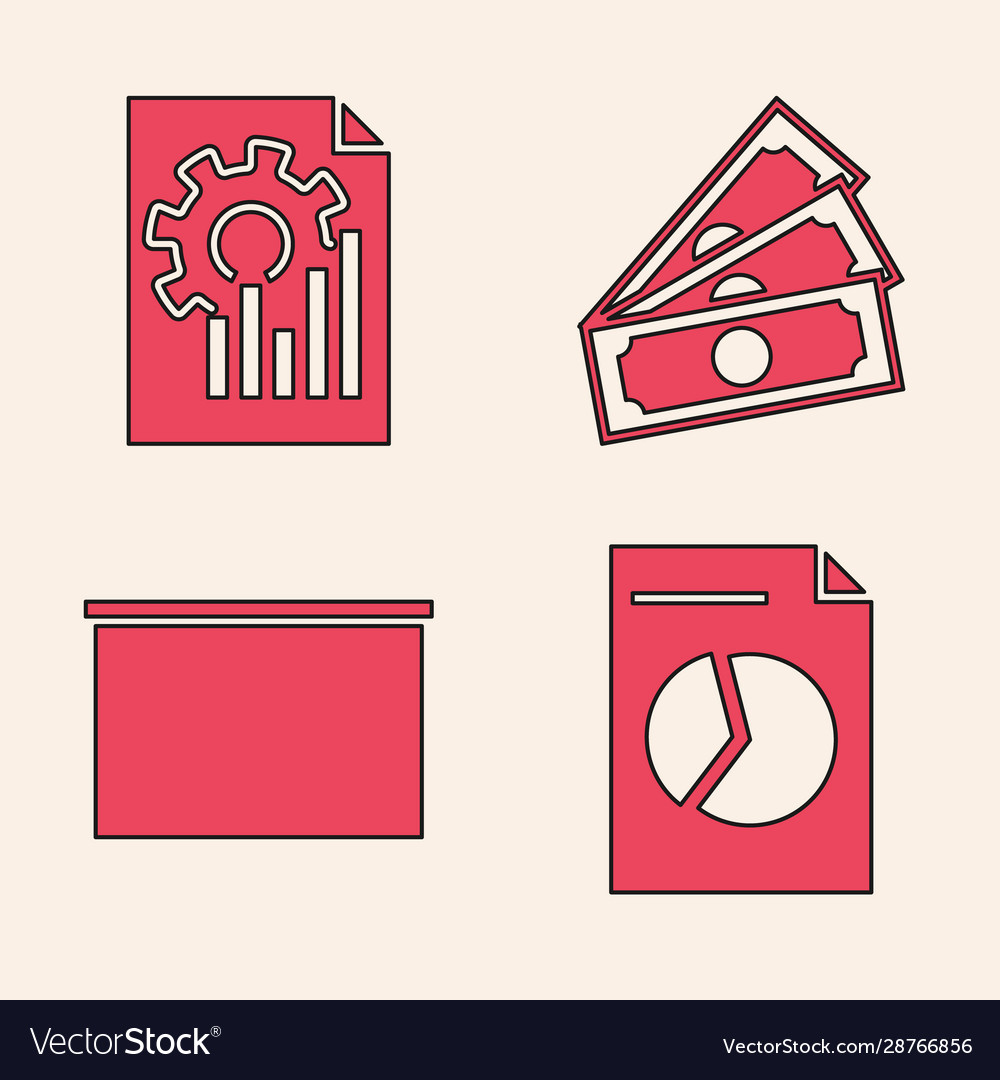 Set document with graph chart vector image Set document with graph chart