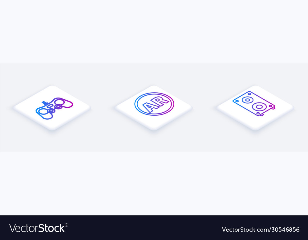 Set isometric line gamepad ar augmented reality