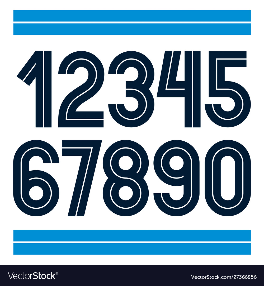 Set numbers made with white lines can be used vector image Set numbers made with white lines can be used