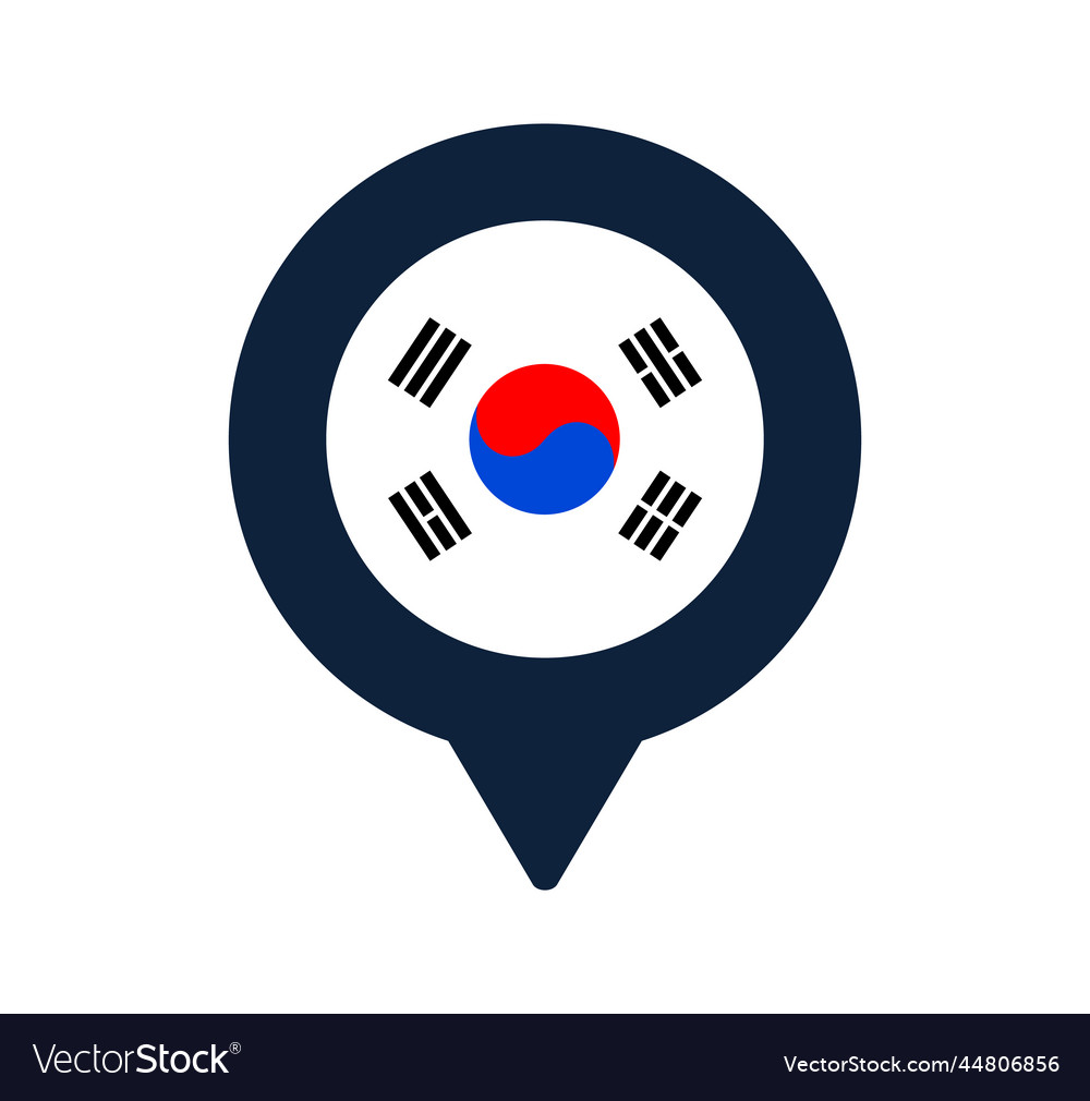 South korea flag and map pointer icon national vector image South korea flag and map pointer icon national