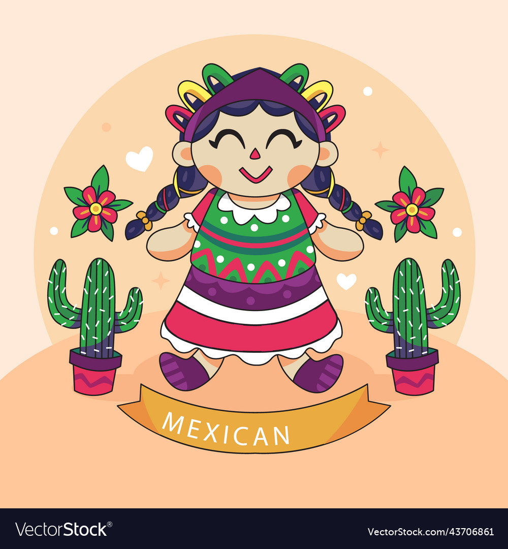 Beautiful mexican doll Royalty Free Vector Image