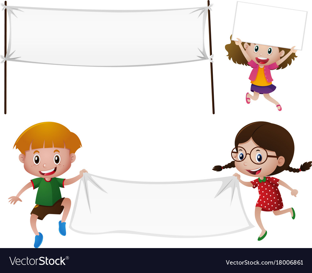 Children holding white cloth