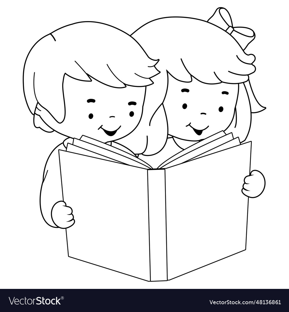 Children reading a book Royalty Free Vector Image