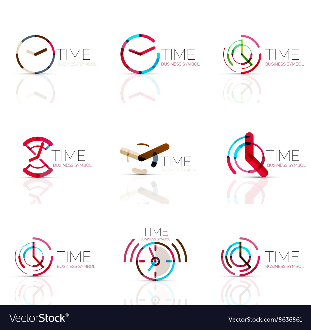 Geometric clock and time icon set