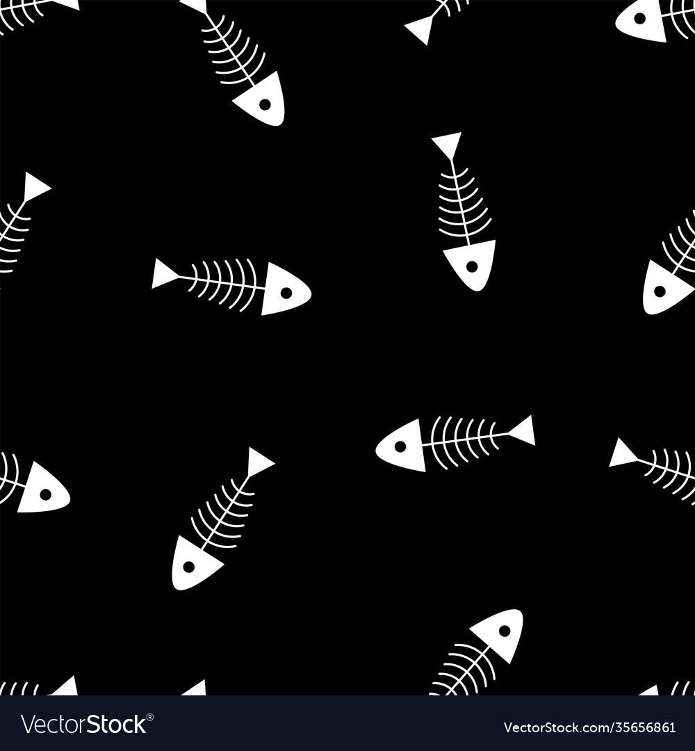Seamless pattern with fish skeletons