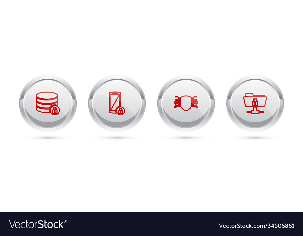 Set line server security with lock smartphone Vector Image Set line server security with lock smartphone