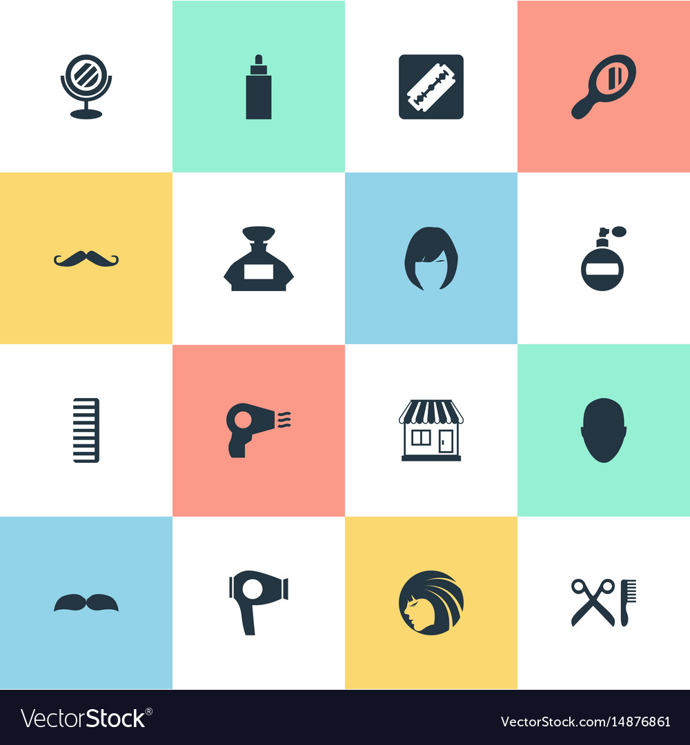 Set of simple barber icons