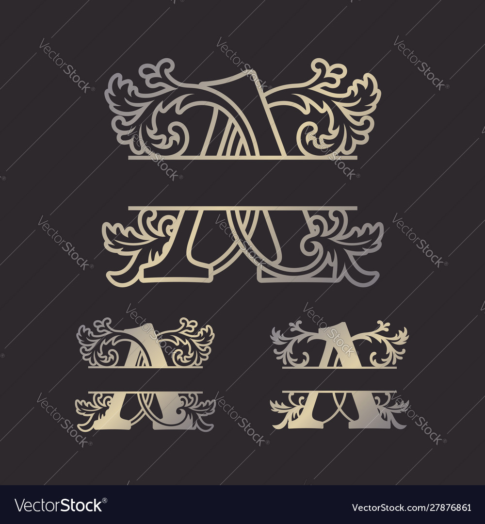 Split letters split monogram font split alphabet Vector Image