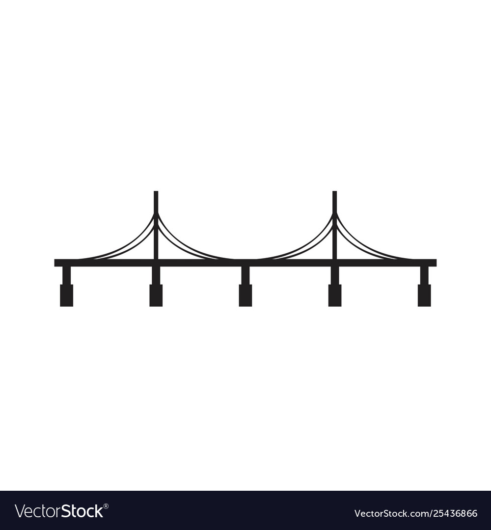 Bridge icon black on white background Royalty Free Vector