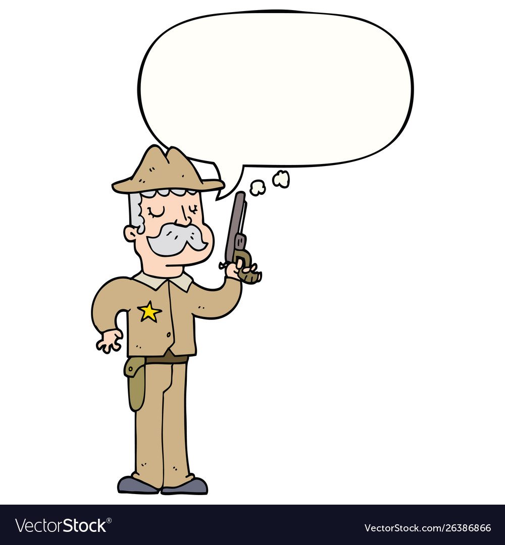 Cartoon sheriff and speech bubble