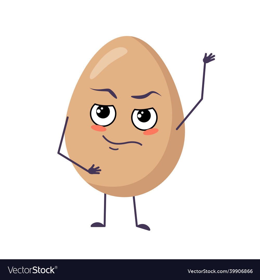 Cute Egg Characters With Emotions Face Arms Vector Image