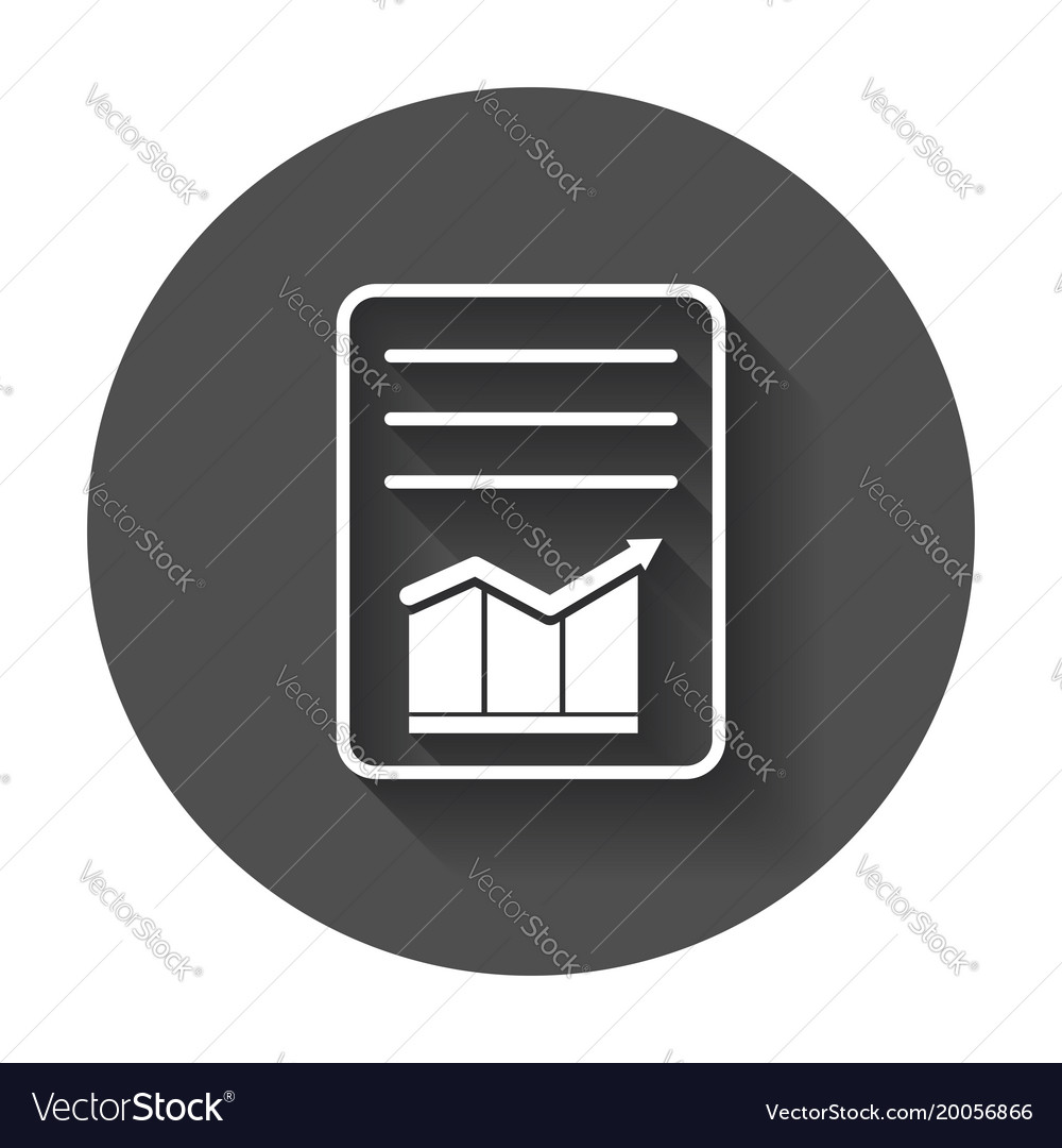 Document with chart symbol flat long shadow