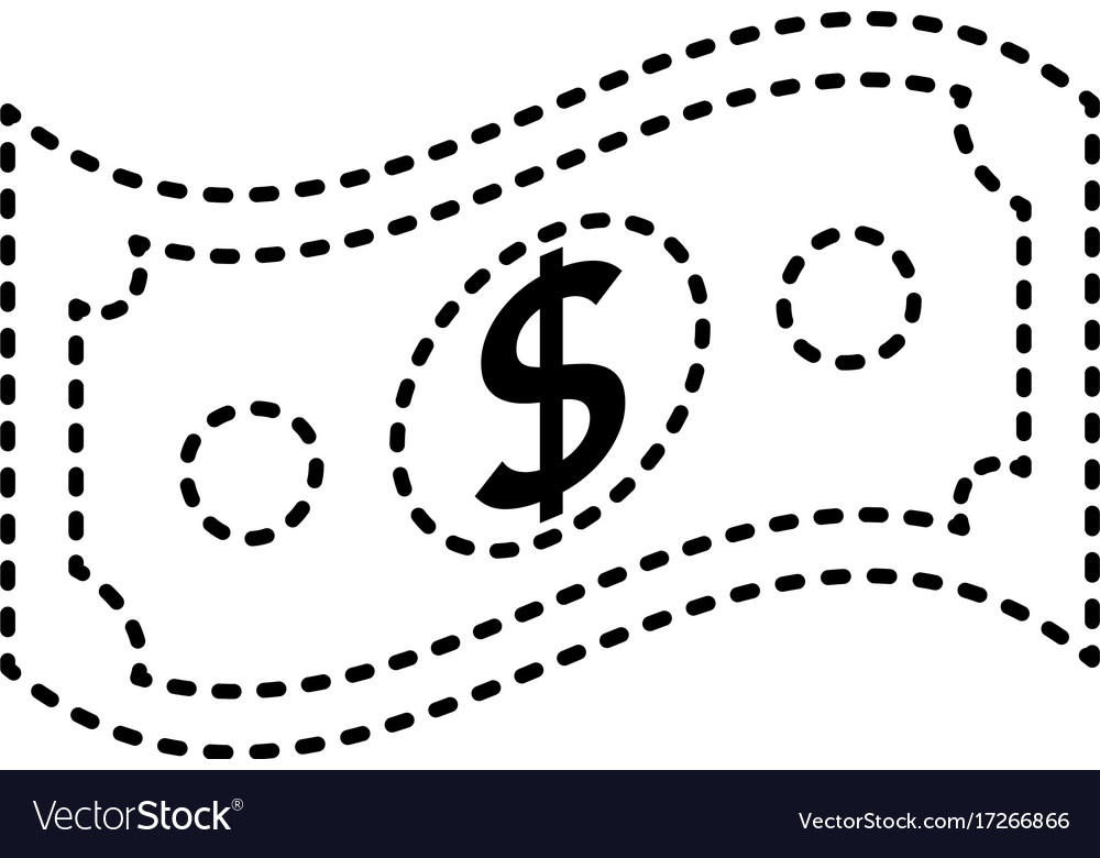 Dotted shape dollar bill cash money icon Vector Image