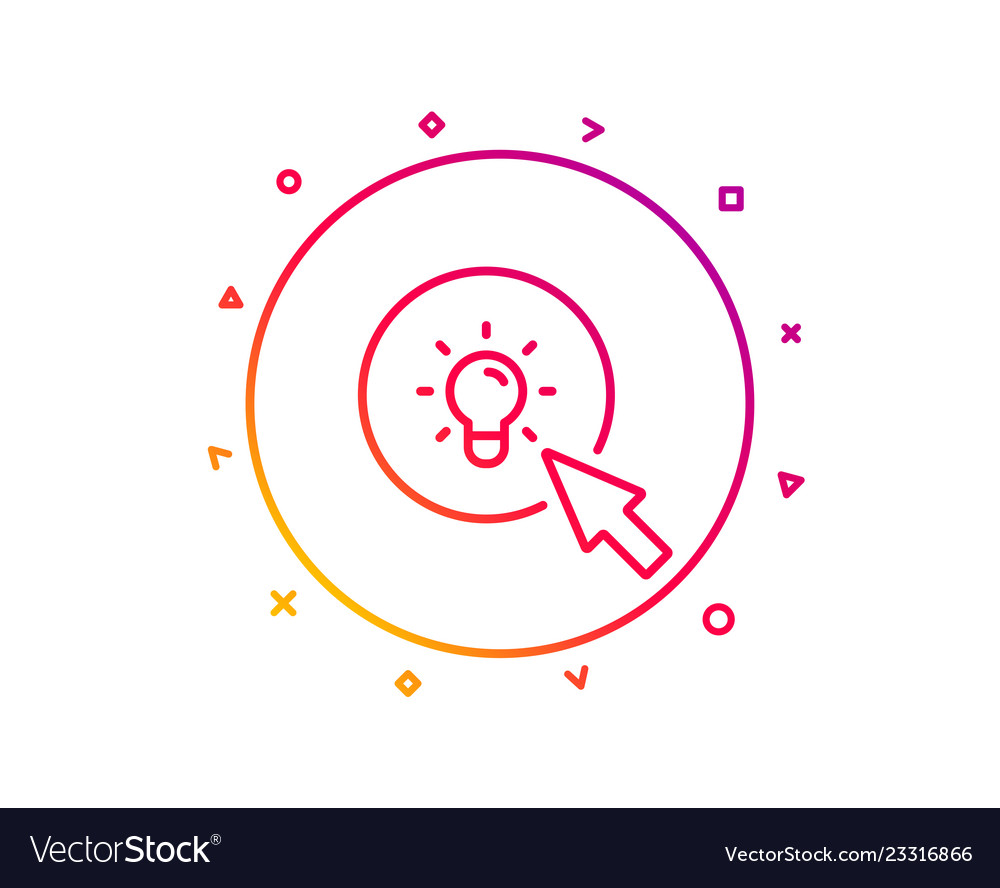 Idea lamp line icon mouse cursor sign
