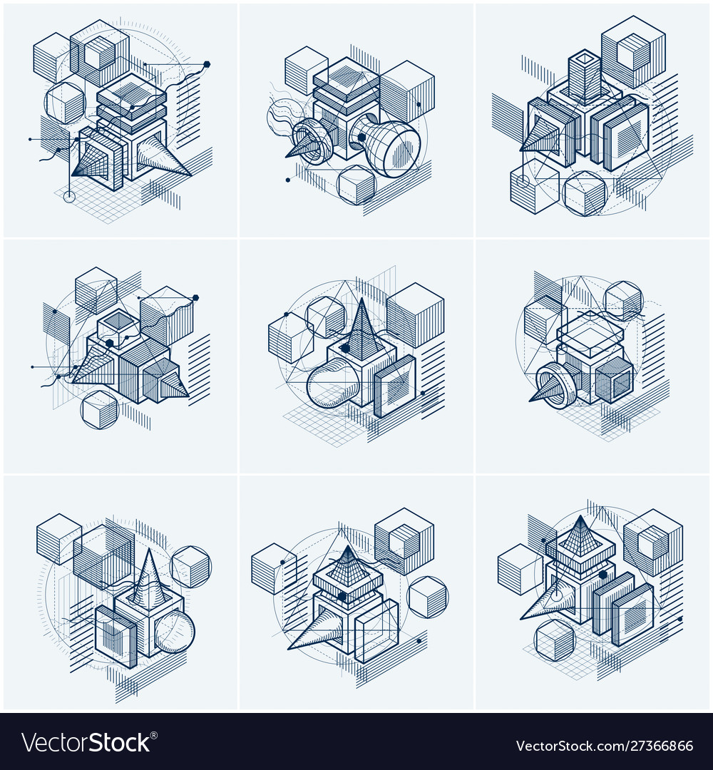 Isometric abstract backgrounds with lines vector image Isometric abstract backgrounds with lines