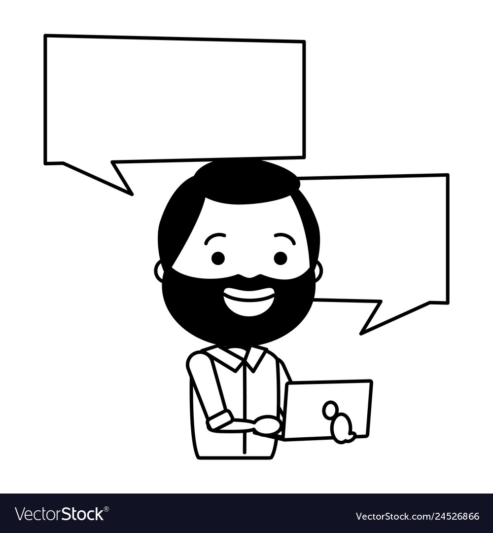 Man with laptop computer avatar character vector image Man with laptop computer avatar character