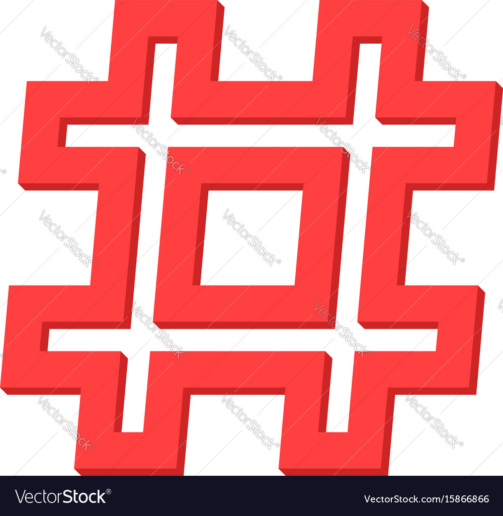 Red outline hashtag icon on white background