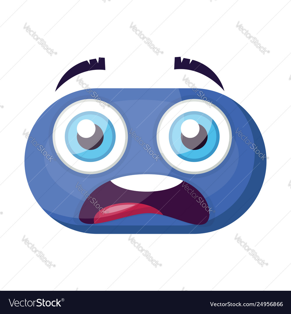 Scared Face Meme icon in Blue UI Style