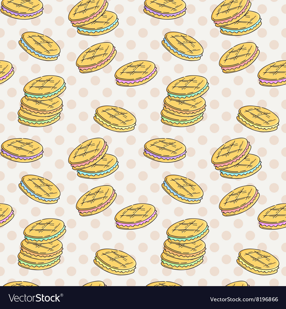 Seamless pattern of double cookies with a layer