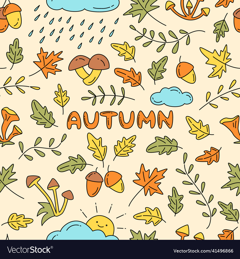 Seamless pattern with word autumn vector image Seamless pattern with word autumn