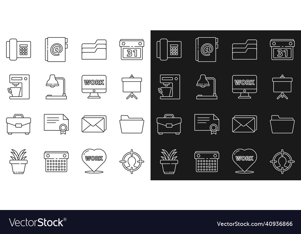 Set line head hunting concept document folder vector image Set line head hunting concept document folder