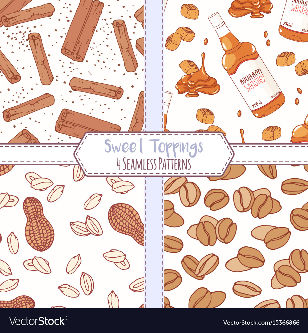 Set of hand drawn seamless patterns