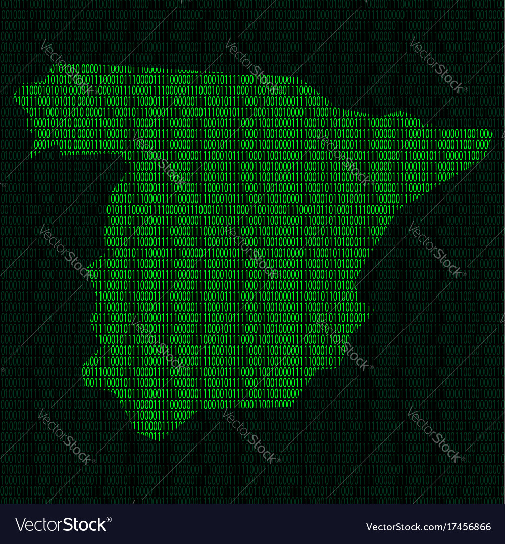 Silhouette of spain from binary digits