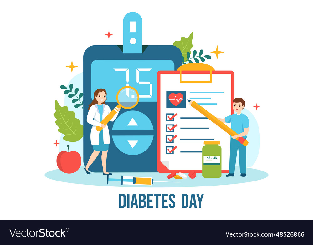 World diabetes day on 14 november with doctors Vector Image