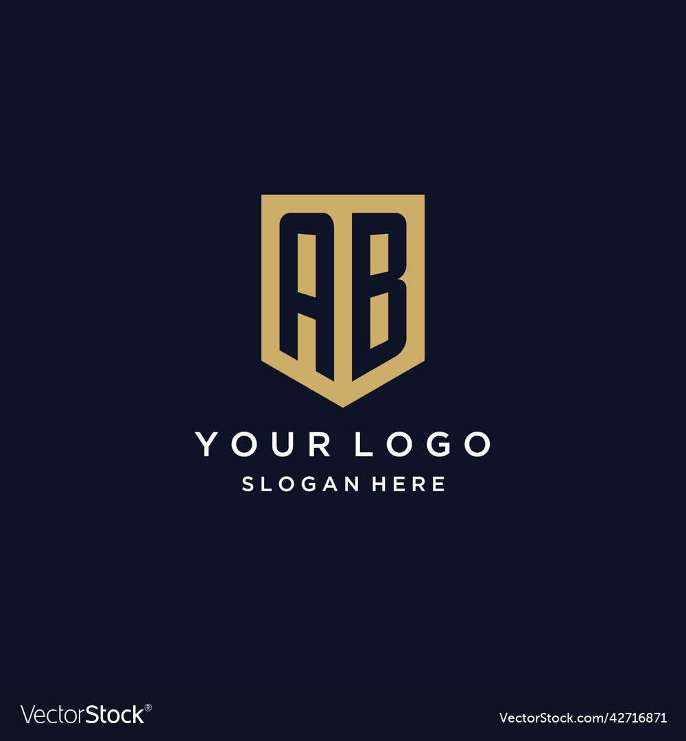 Ab monogram initials logo design with shield icon