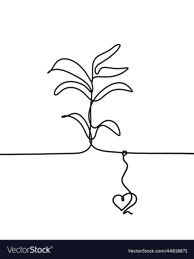 Abstract tree with heart as line drawing