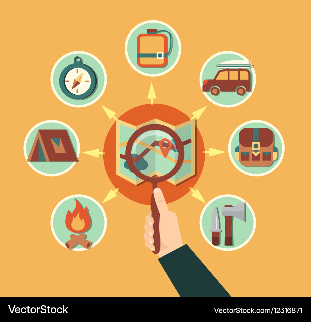 Camping flat set Royalty Free Vector Image - VectorStock
