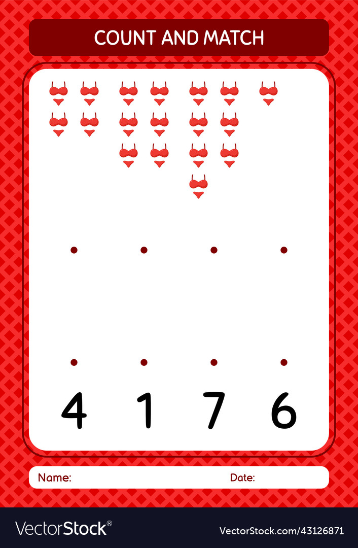 Count and match game with underwear worksheet