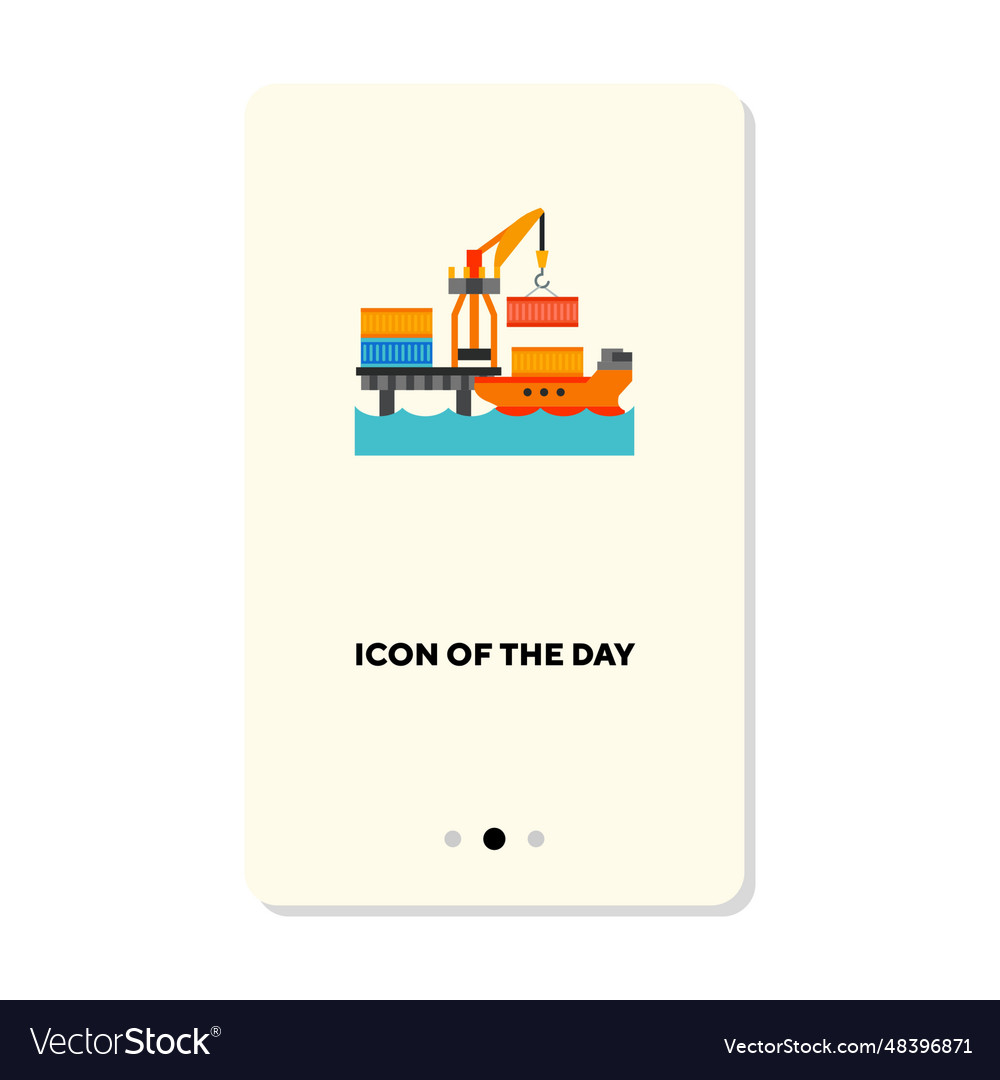 Crane loading cargo containers onto ship in port