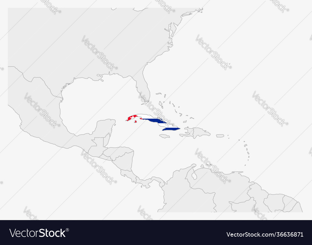 Cuba map highlighted in flag colors