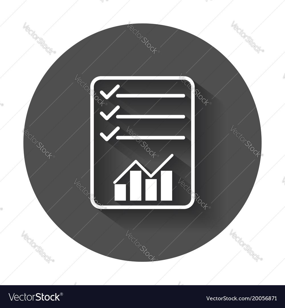 Document with chart symbol flat long shadow