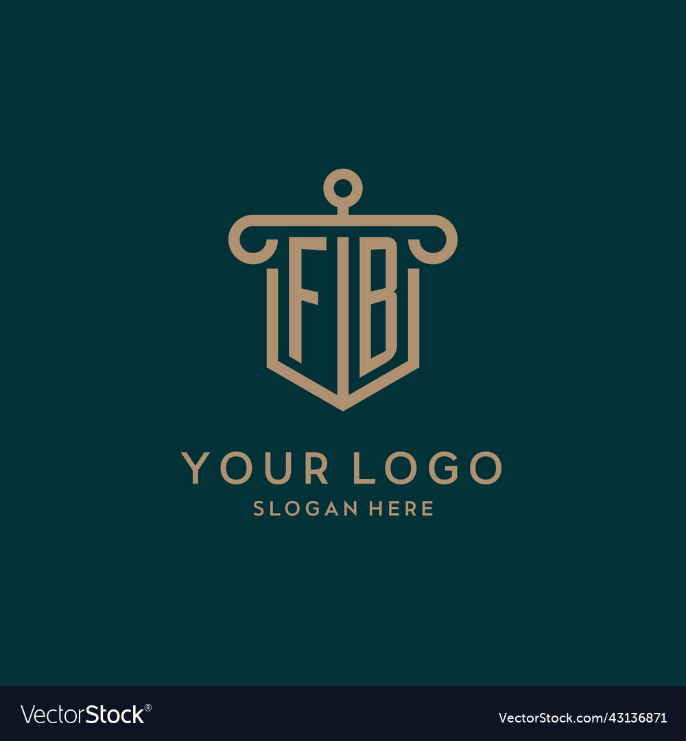 Fb monogram initial logo design with shield