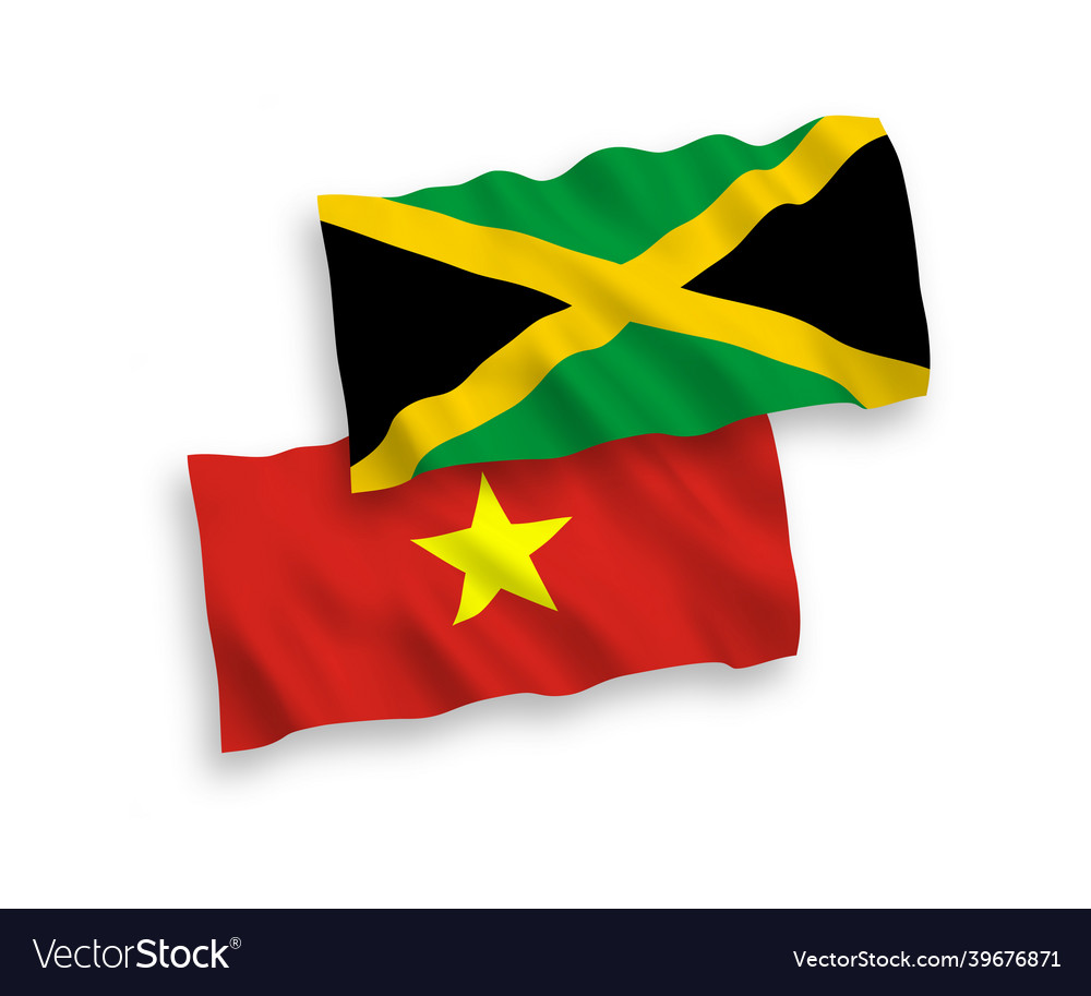 Flags of jamaica and vietnam on a white background vector image Flags of jamaica and vietnam on a white background