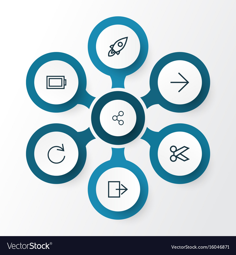 Interface outline icons set collection of launch